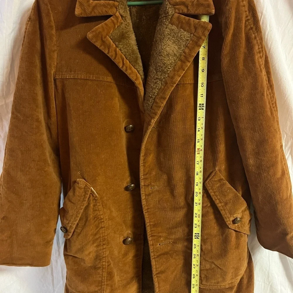 Men's Brown Corduroy Jacket with Faux Fur Lining Vintage brown